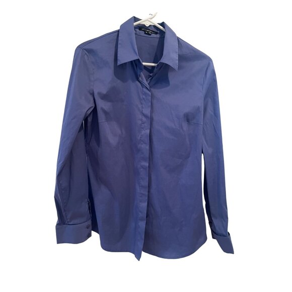 Kenneth Cole New York Womens Button-Up Shirt Size 8 Blue Cotton Blend - Picture 1 of 7